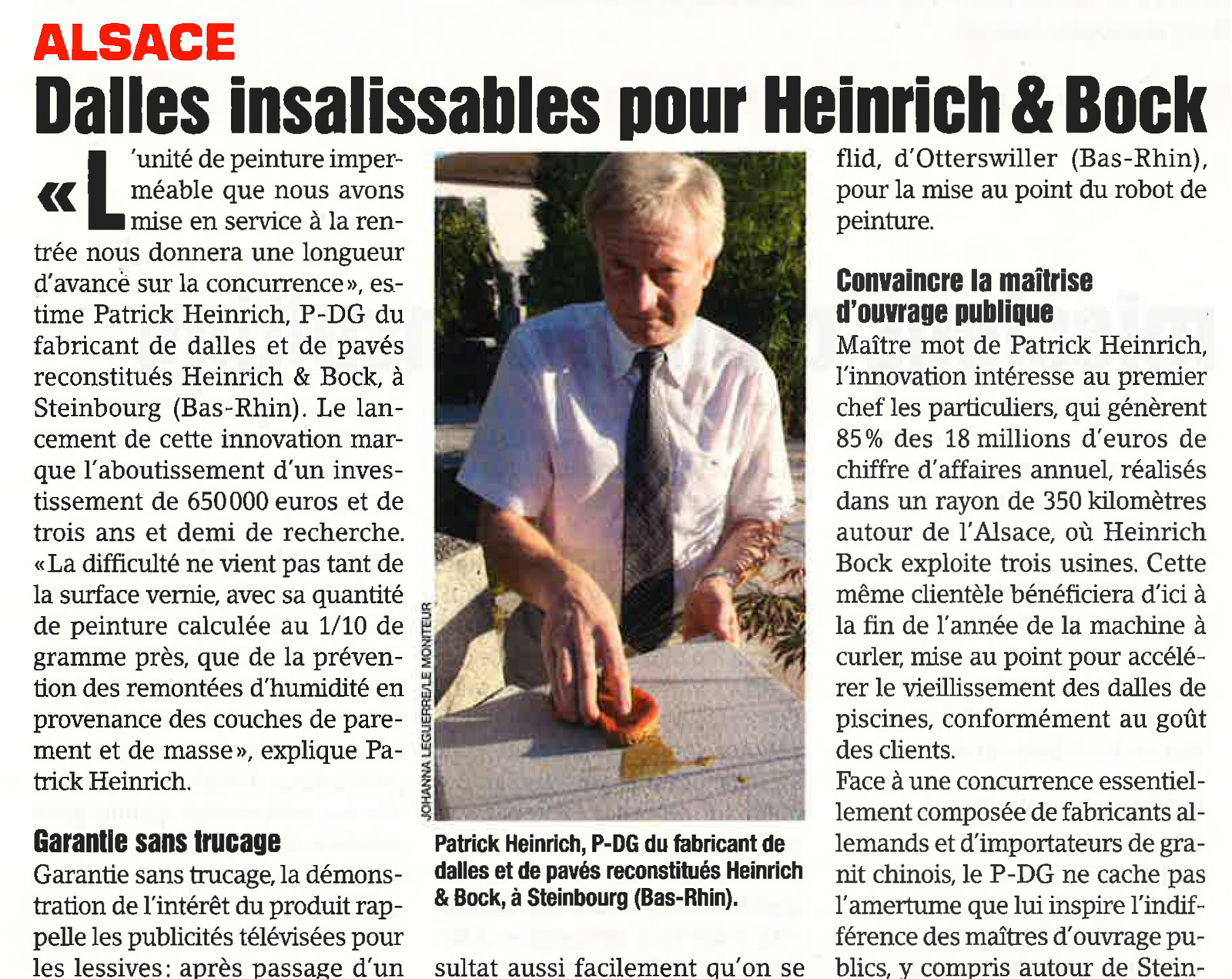 image Dalles insalissables d&#8217;Heinrich &#038; Bock &#8211; Le Moniteur